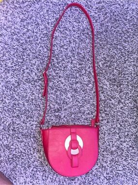 Stylish Women's Red Crossbody Bag with Circular Hardware